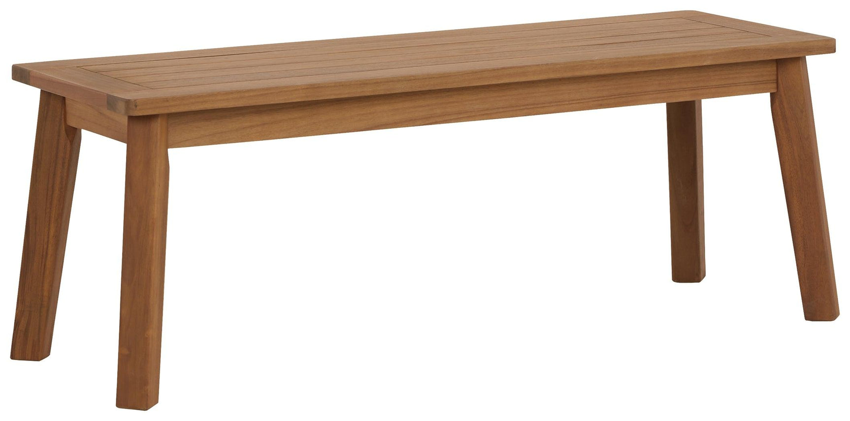 Janiyah Outdoor Dining Bench side angle showing slatted design