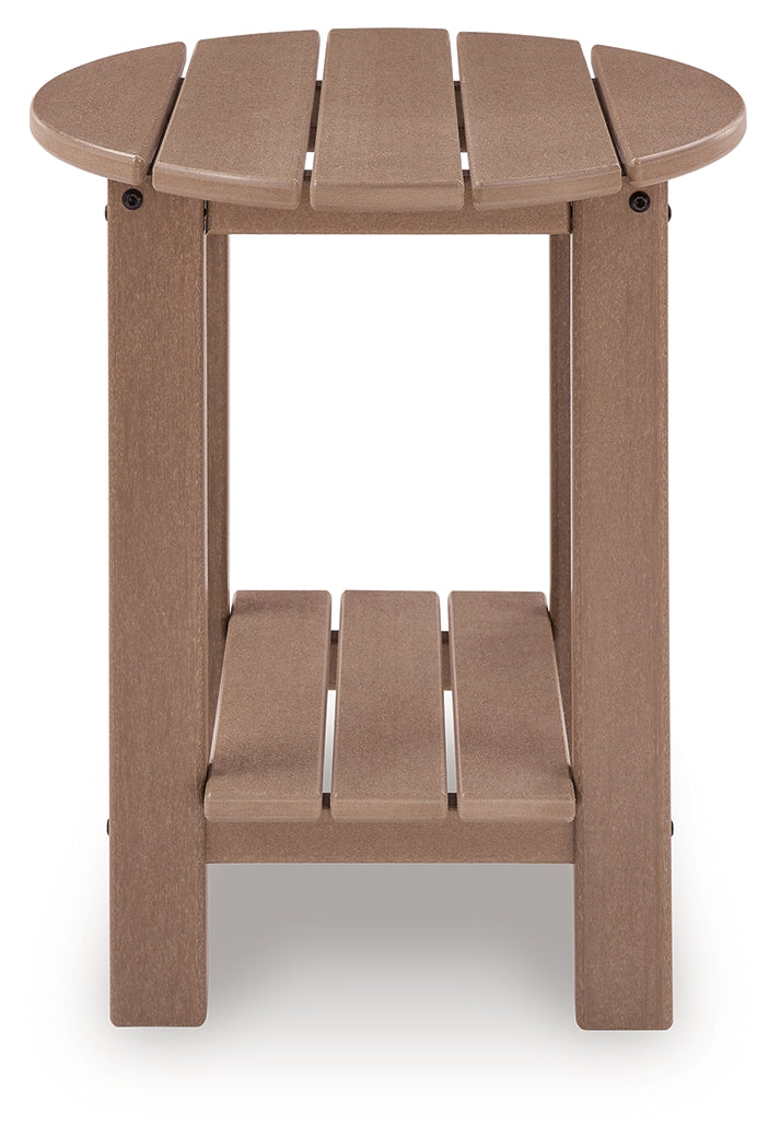 Grover Beach Driftwood Outdoor End Table slatted top detail