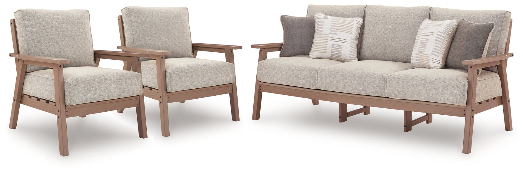Grover Driftwood Beach outdoor sofa with close-up on cushions