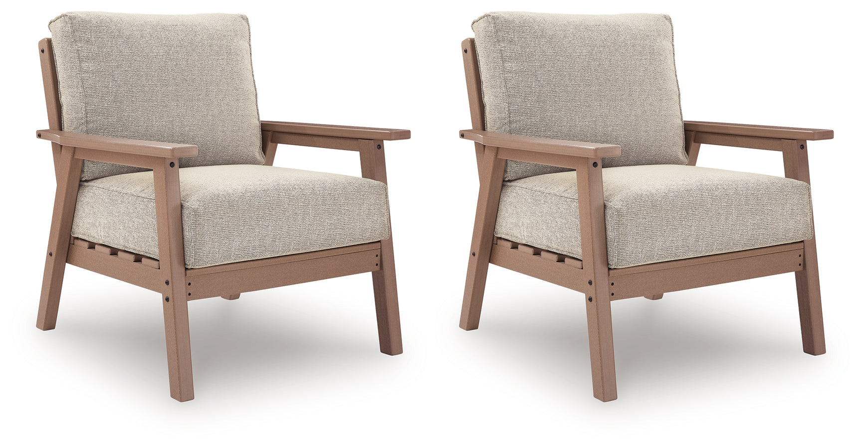 Grover Beach Outdoor Lounge Chair side angle showing wood-look frame
