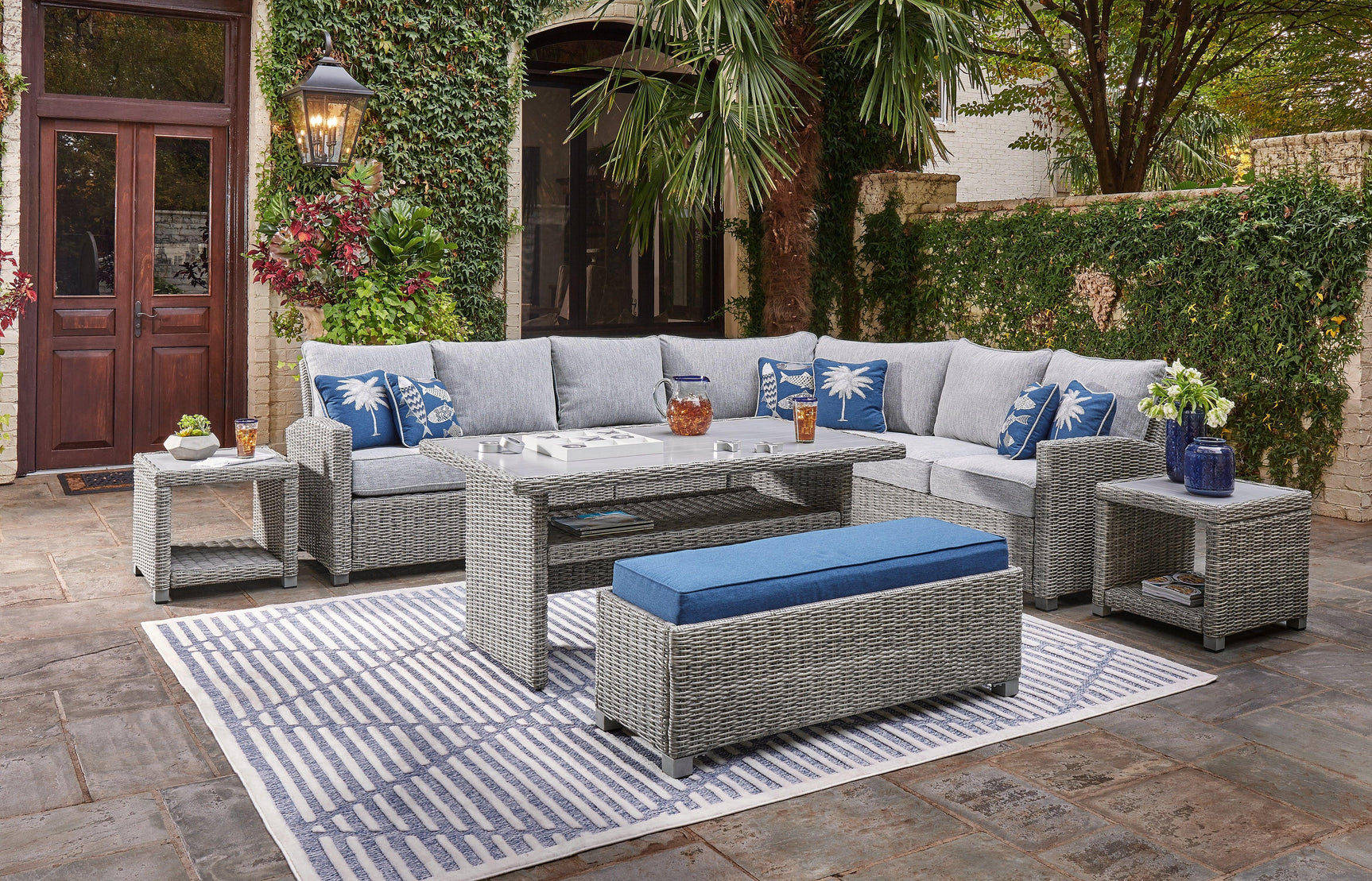 Naples Beach Outdoor Multi-use Table with matching chairs