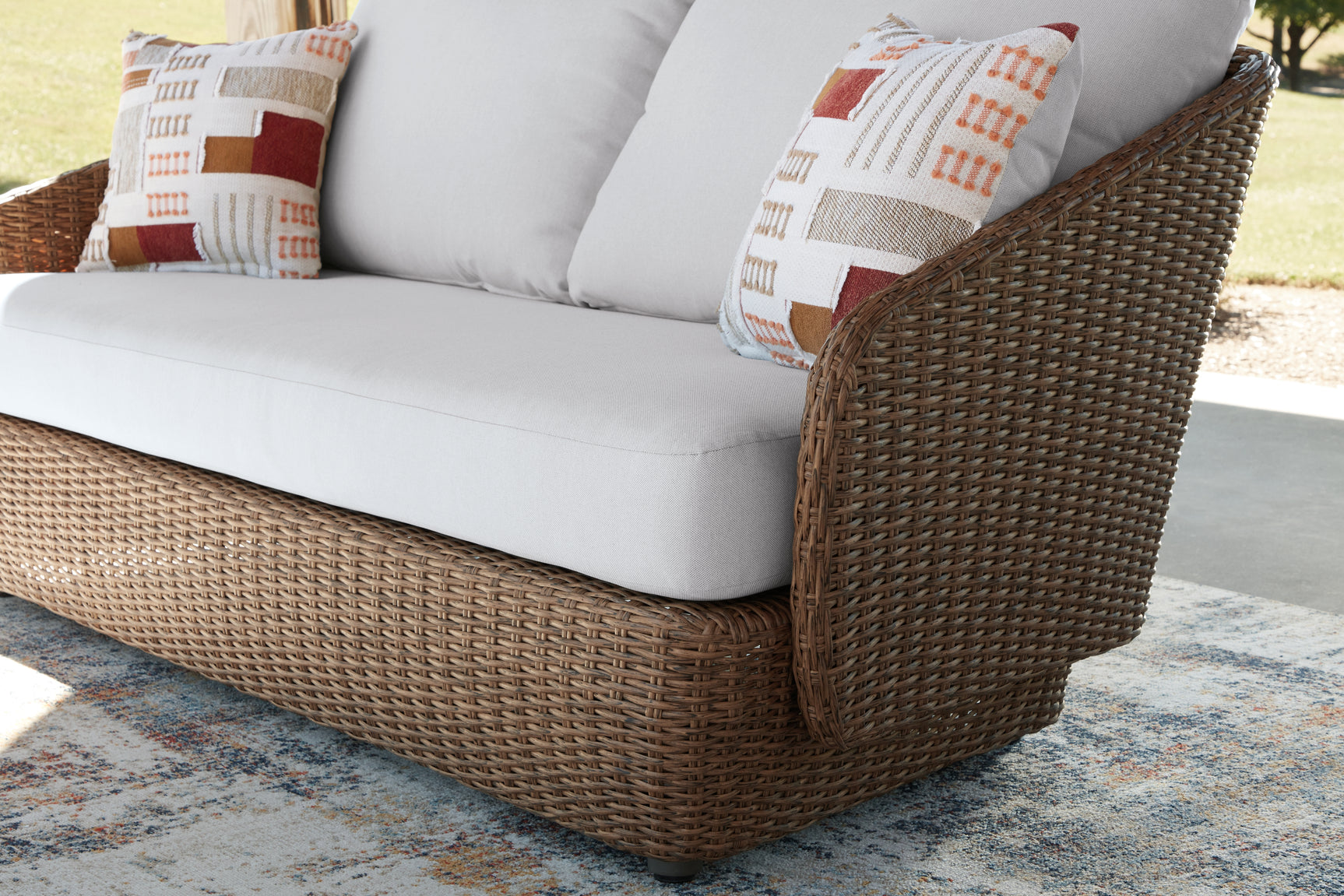 Close-up of loveseat cushion and fabric texture