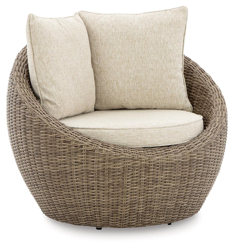 Danson Beige Swivel Lounge Chair angled view