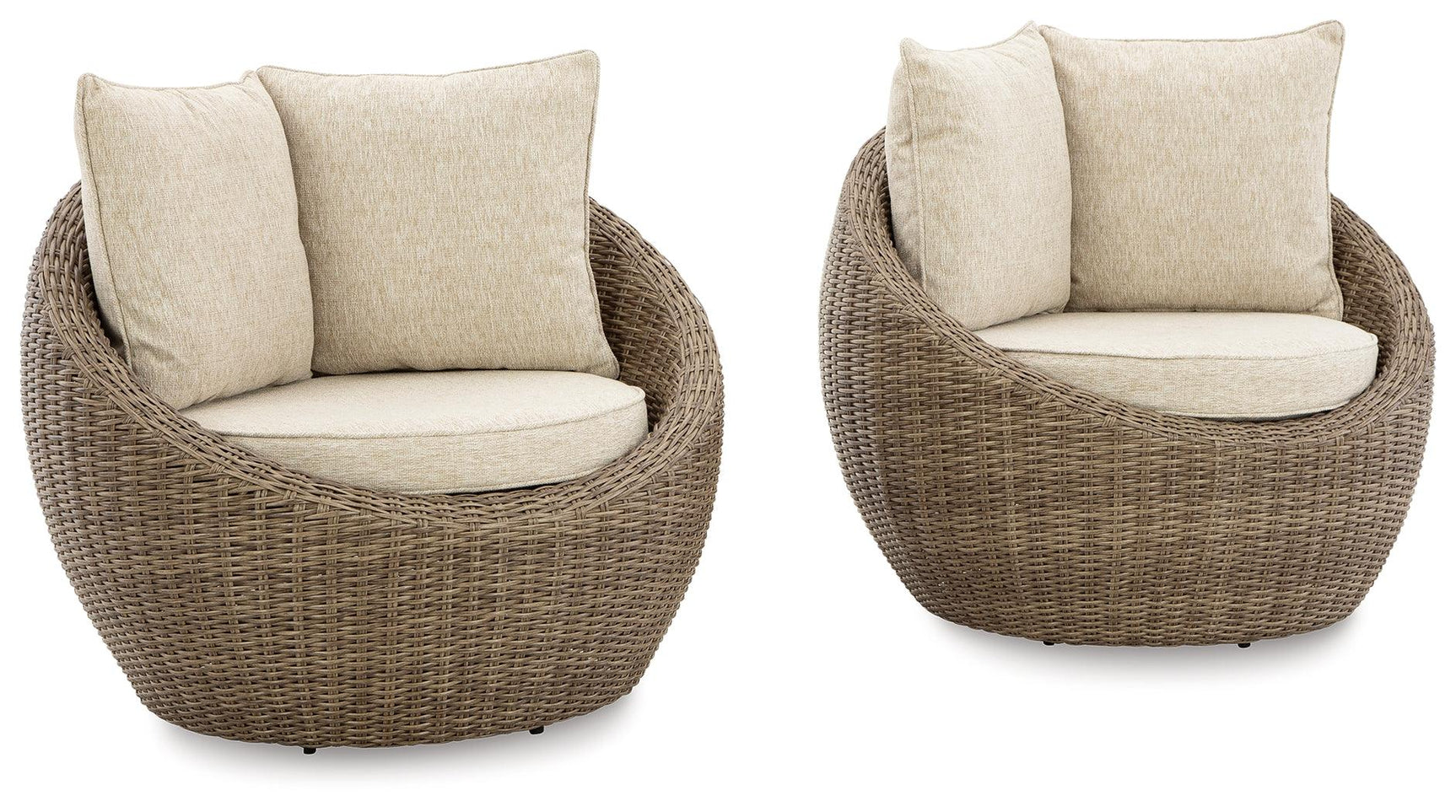 Danson Beige Outdoor Swivel Lounge Chair side angle