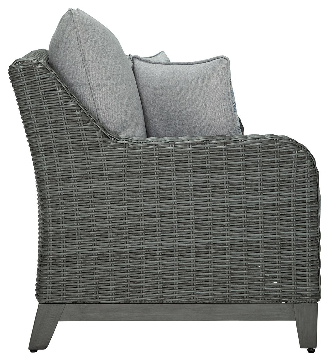 Elite Park Gray Outdoor Loveseat with Cushion back view