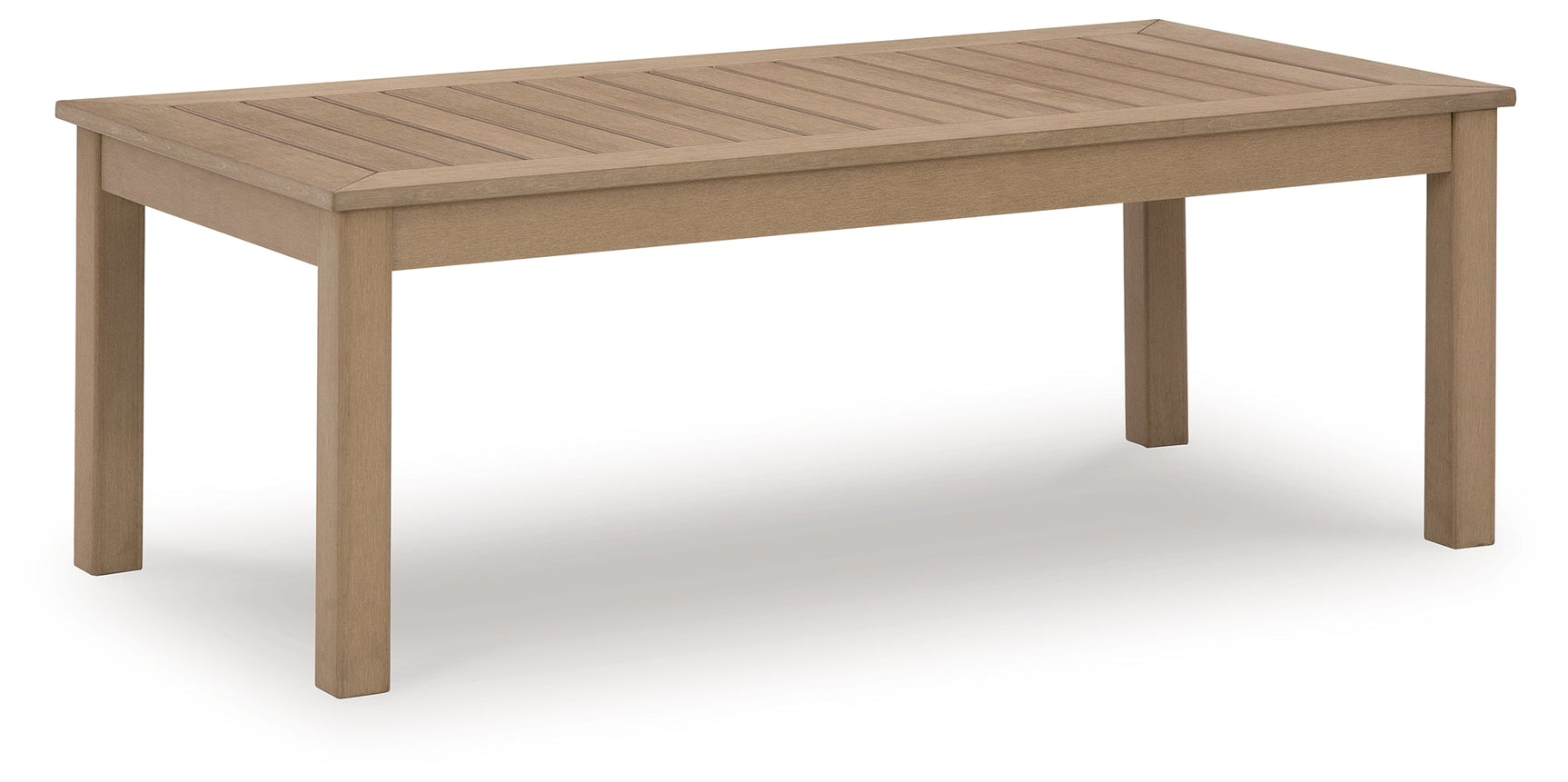 Hallow Creek Outdoor Coffee Table angled view showing slatted top