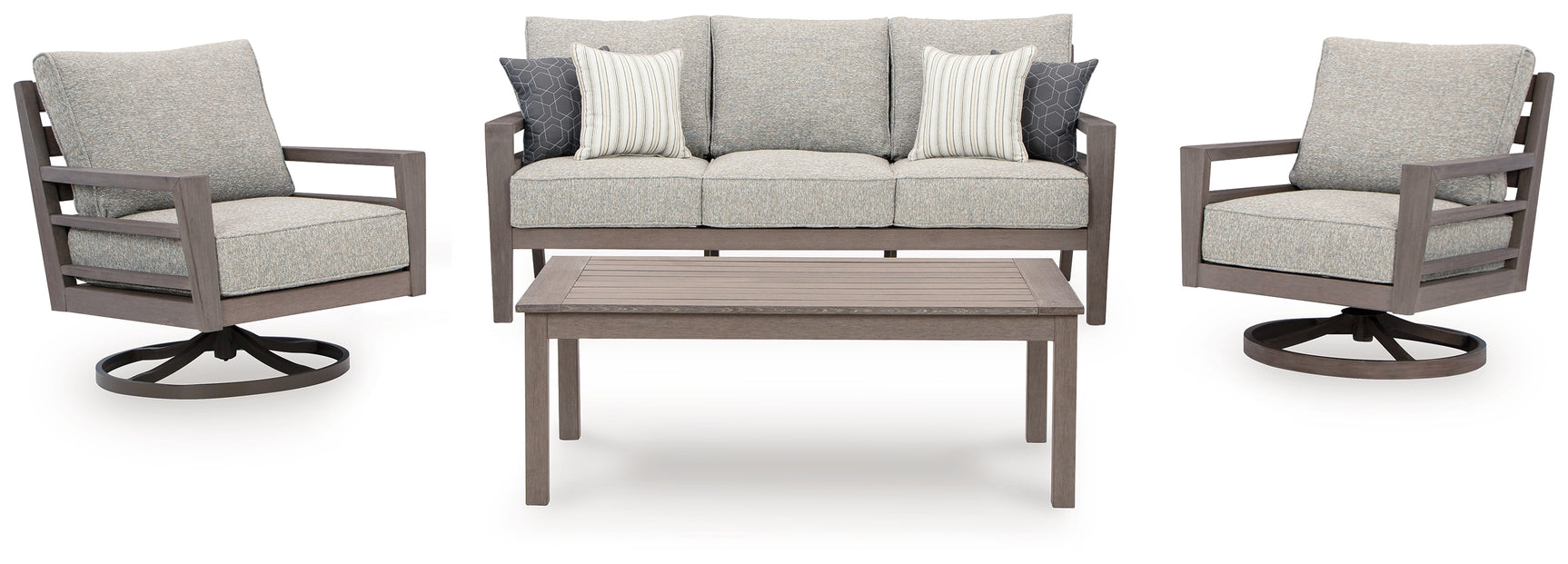 Side view of Hillside outdoor chair in gray-brown resin polymer