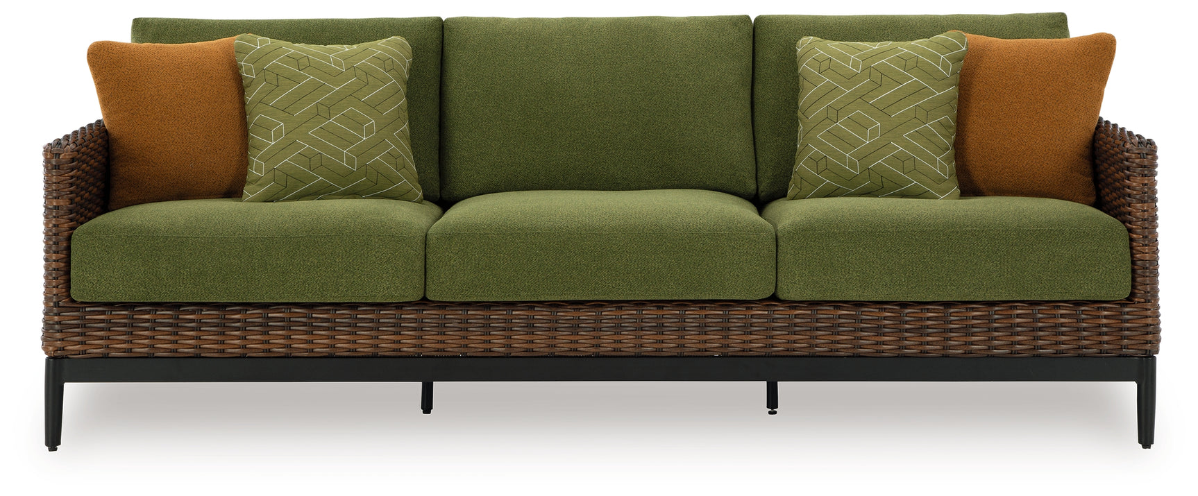 Head-on view of second lounge chair with green cushion