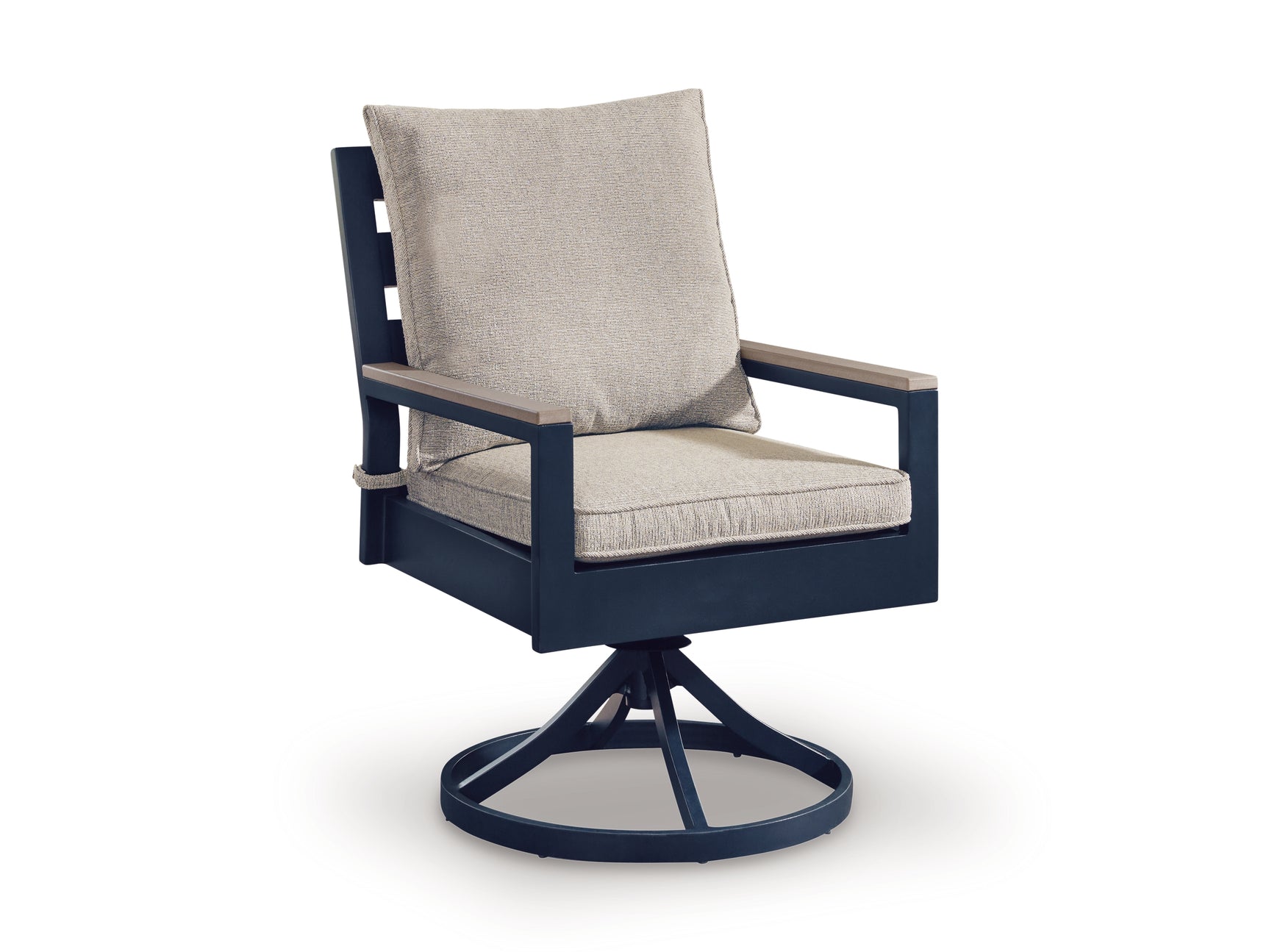 East Navy Blue and Driftwood Beach Outdoor Dining Table with 6 Chairs
