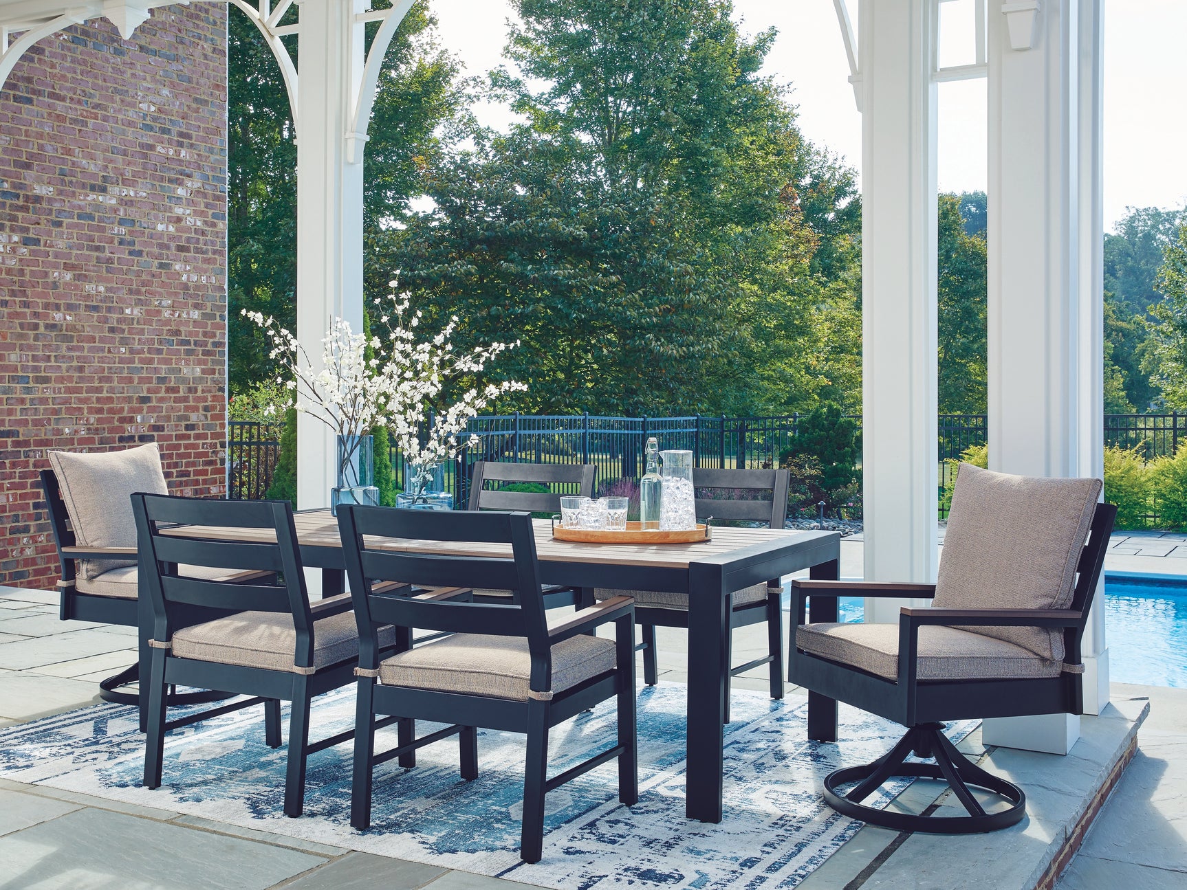 Front view showing chair and table construction