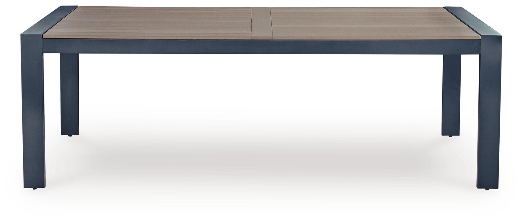 Detail of chair armrest and navy blue frame