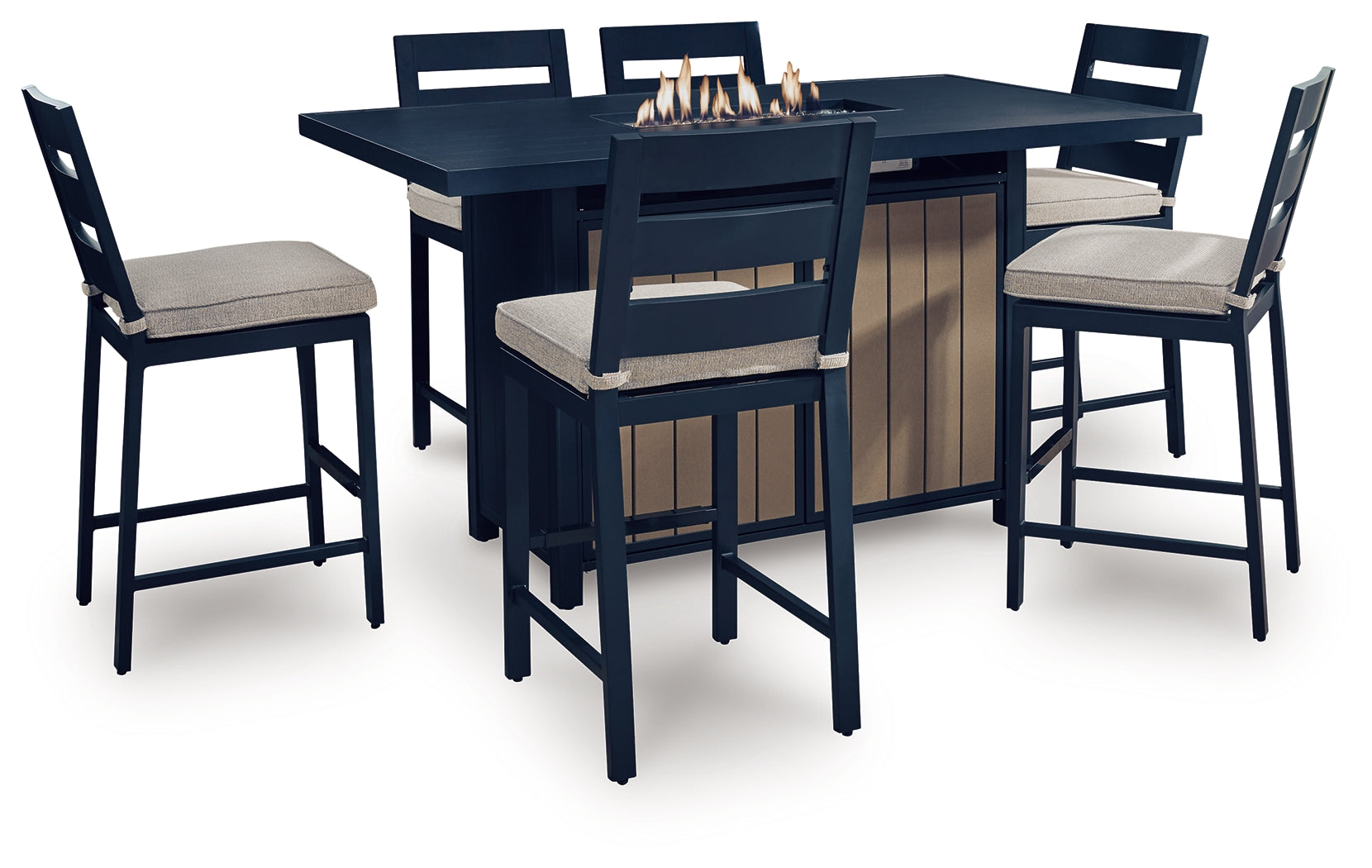 Fire Pit Table with lit fire