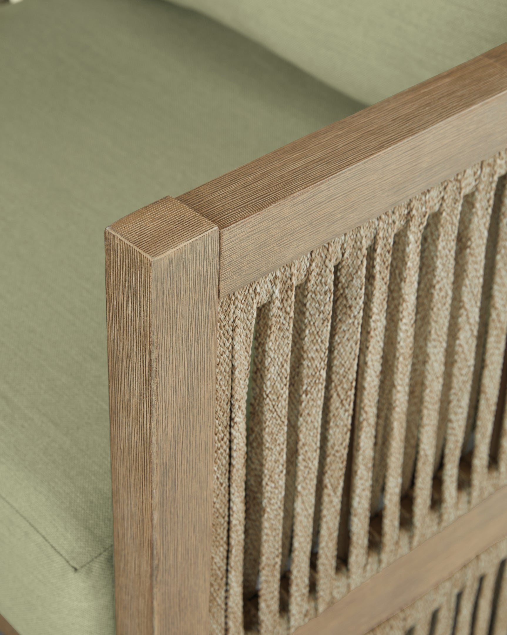 Close-up of Serena Shores chair hardware and weave detail