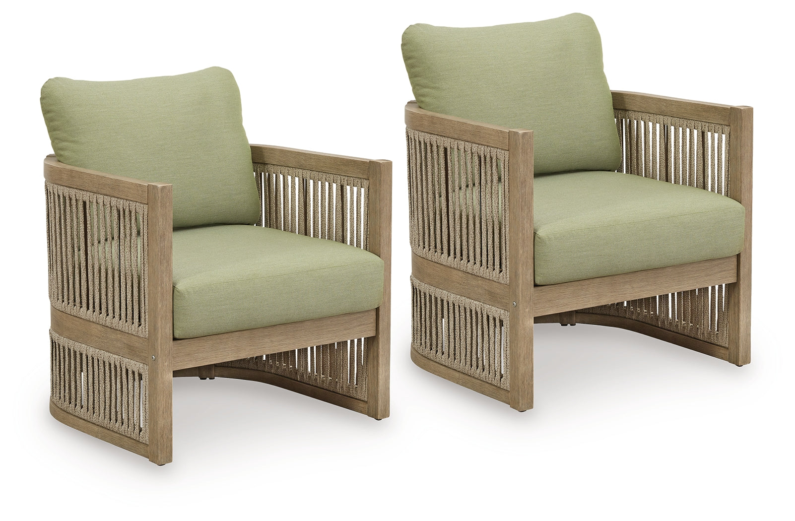 Serena Shores outdoor lounge chair side view showing wood frame