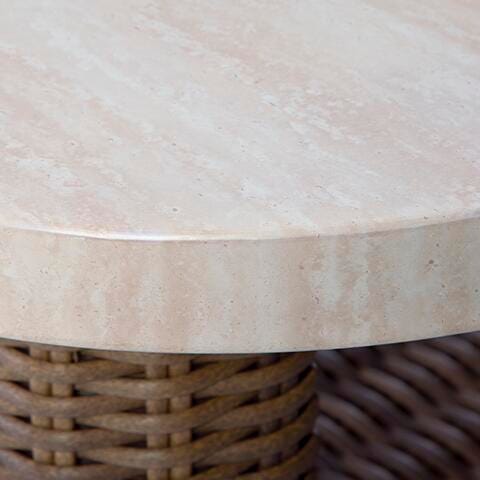 Dolan Creek Outdoor Coffee Table showing beige and brown finish