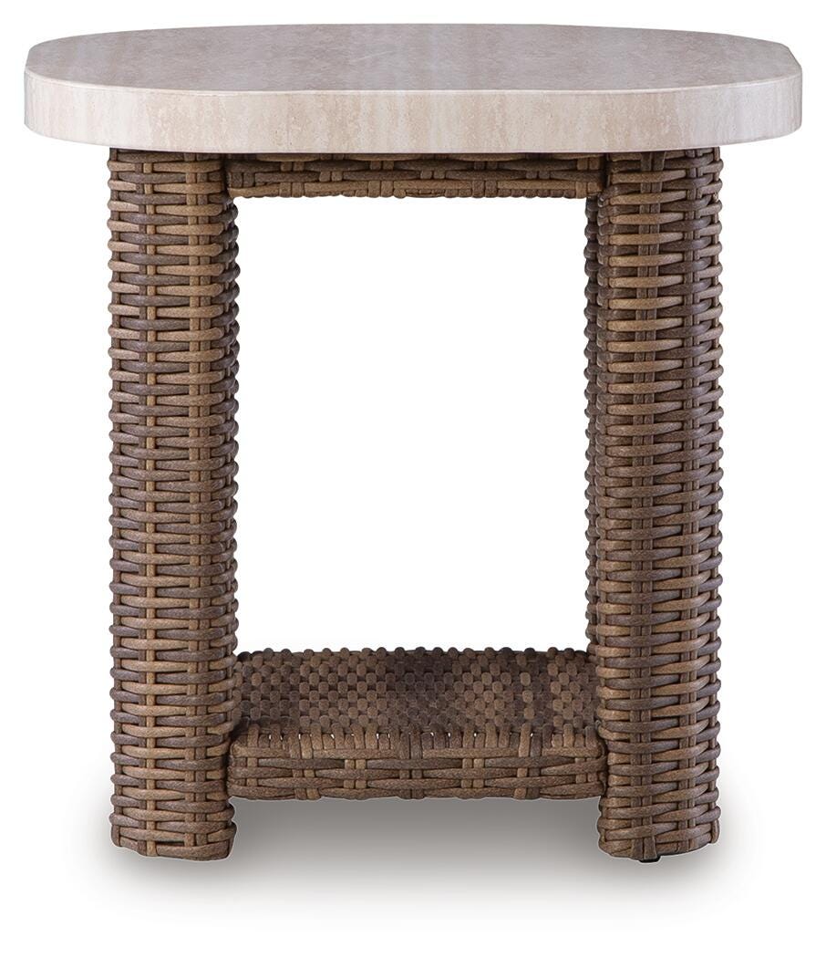 Top view of Dolan Creek Outdoor End Table showing aluminum tabletop