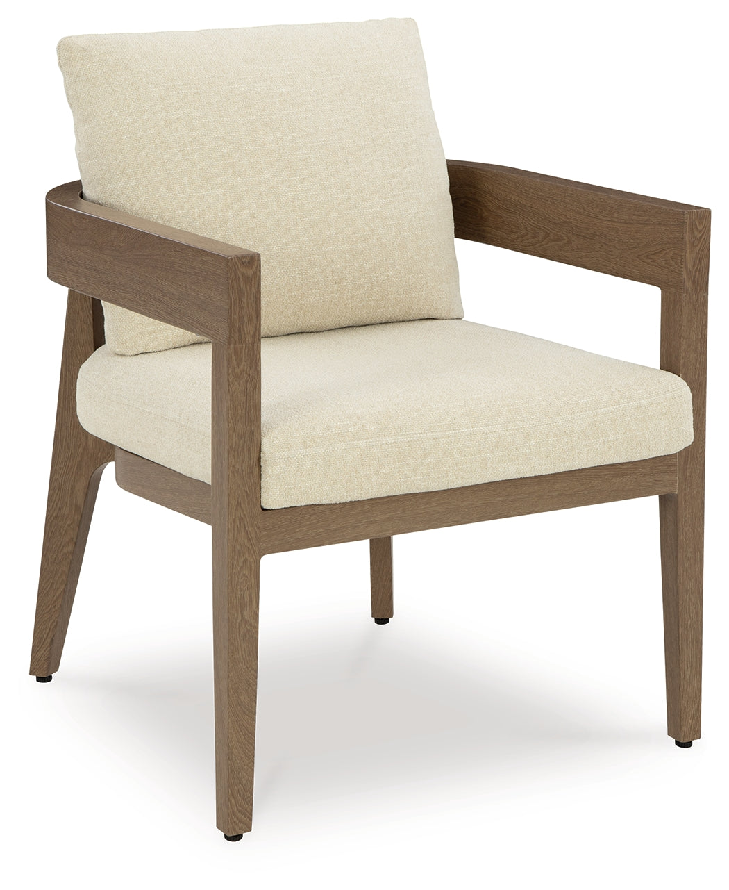 Detail of armrest on Serene Bay outdoor dining arm chair