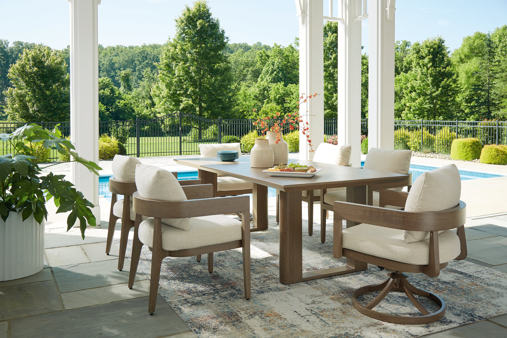 Top view of table and chair set showing seating arrangement