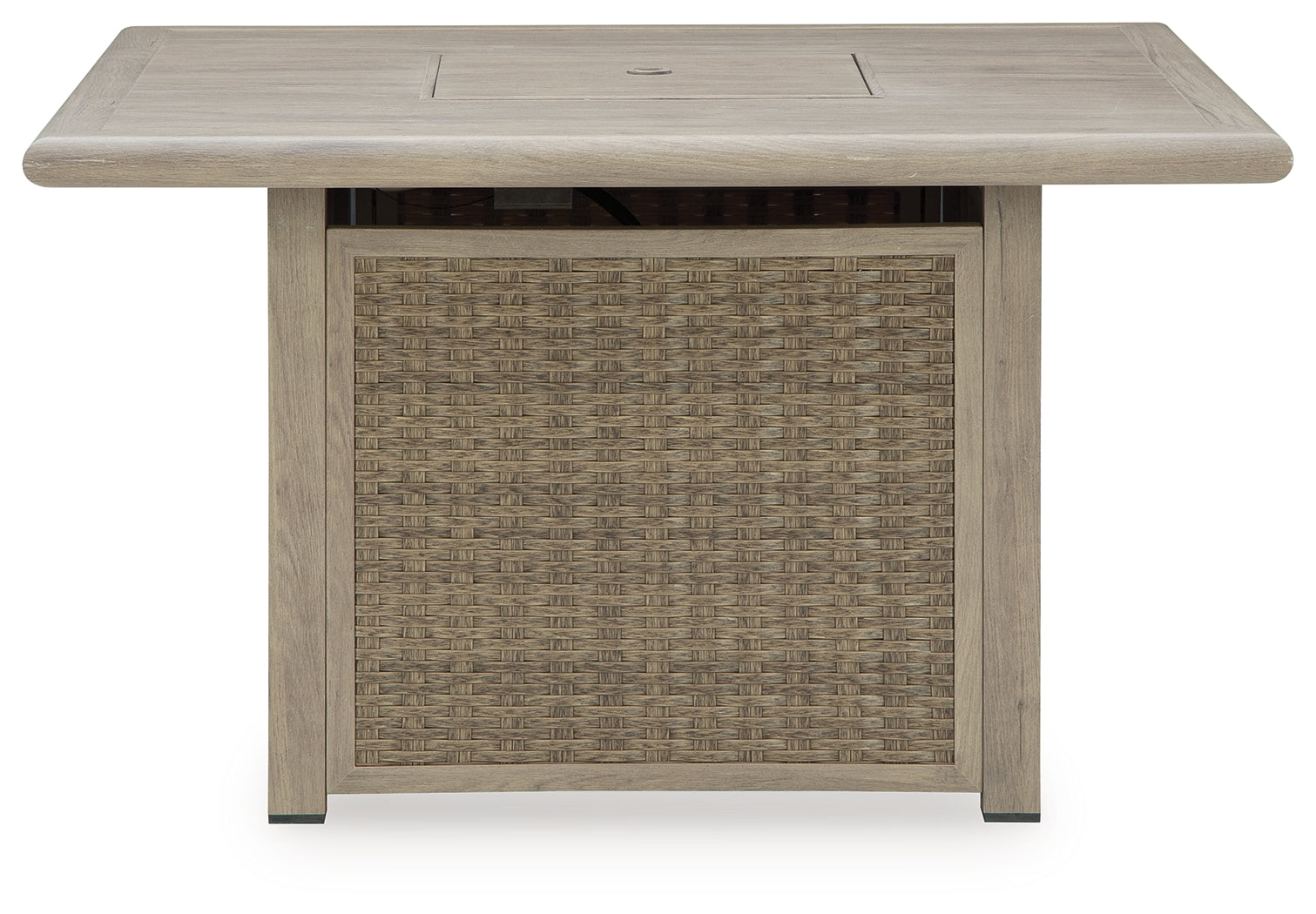 Side angle of outdoor fire pit table