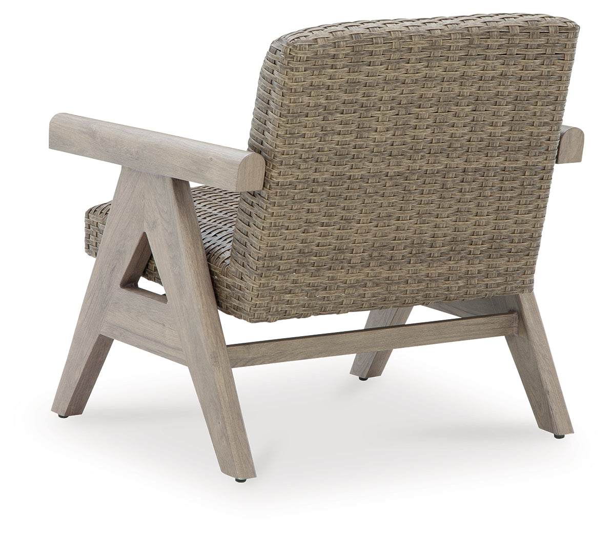 Cliff Trails Beige Outdoor Rocking Lounge Chair resin wicker and cushion detail