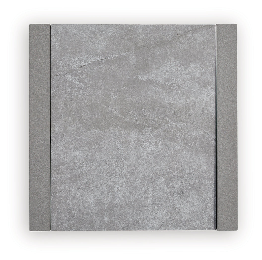 Hurley Park gray outdoor end table top view showing sintered stone surface