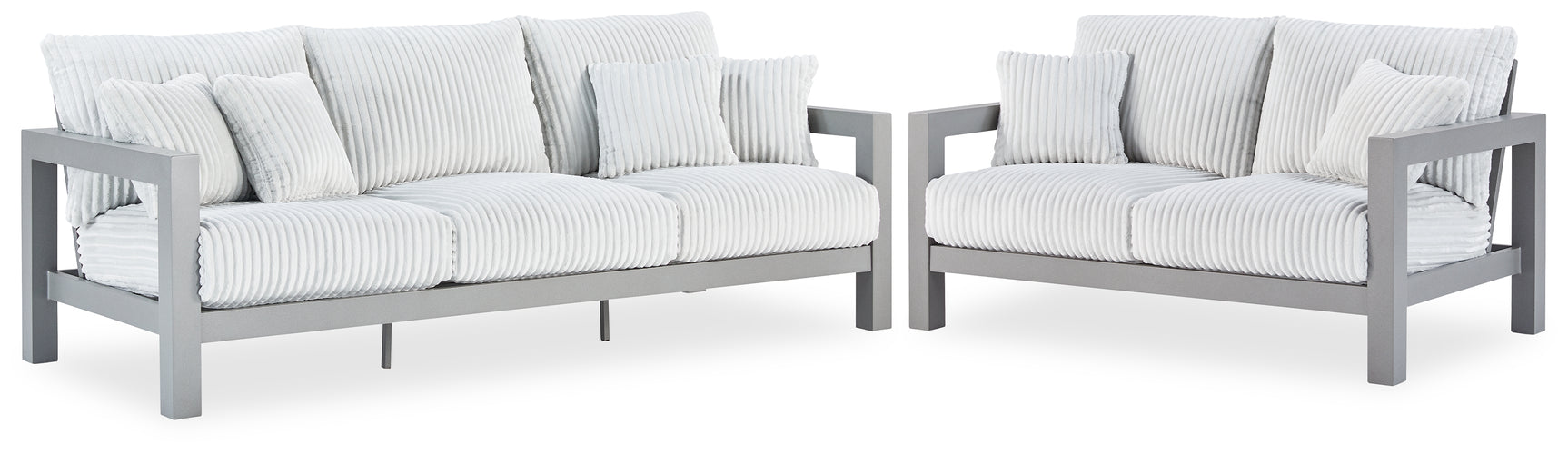 Outdoor sofa close-up showing Nuvella® fabric texture