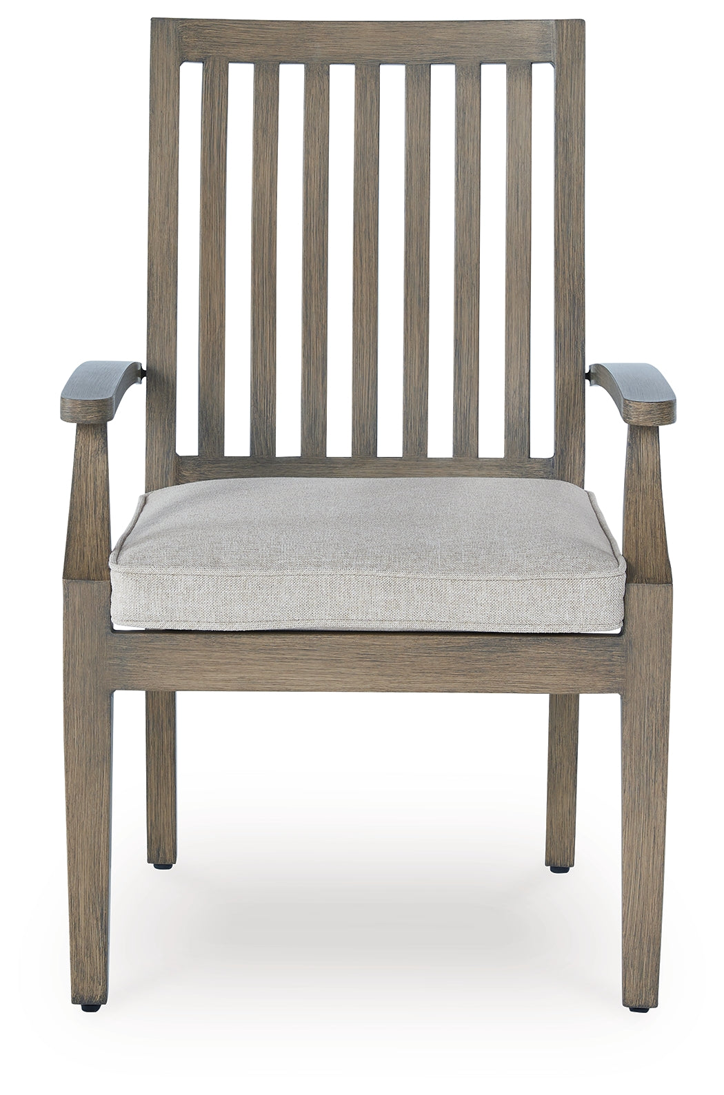 Rainier Ranch outdoor dining table and four beige cushioned chairs