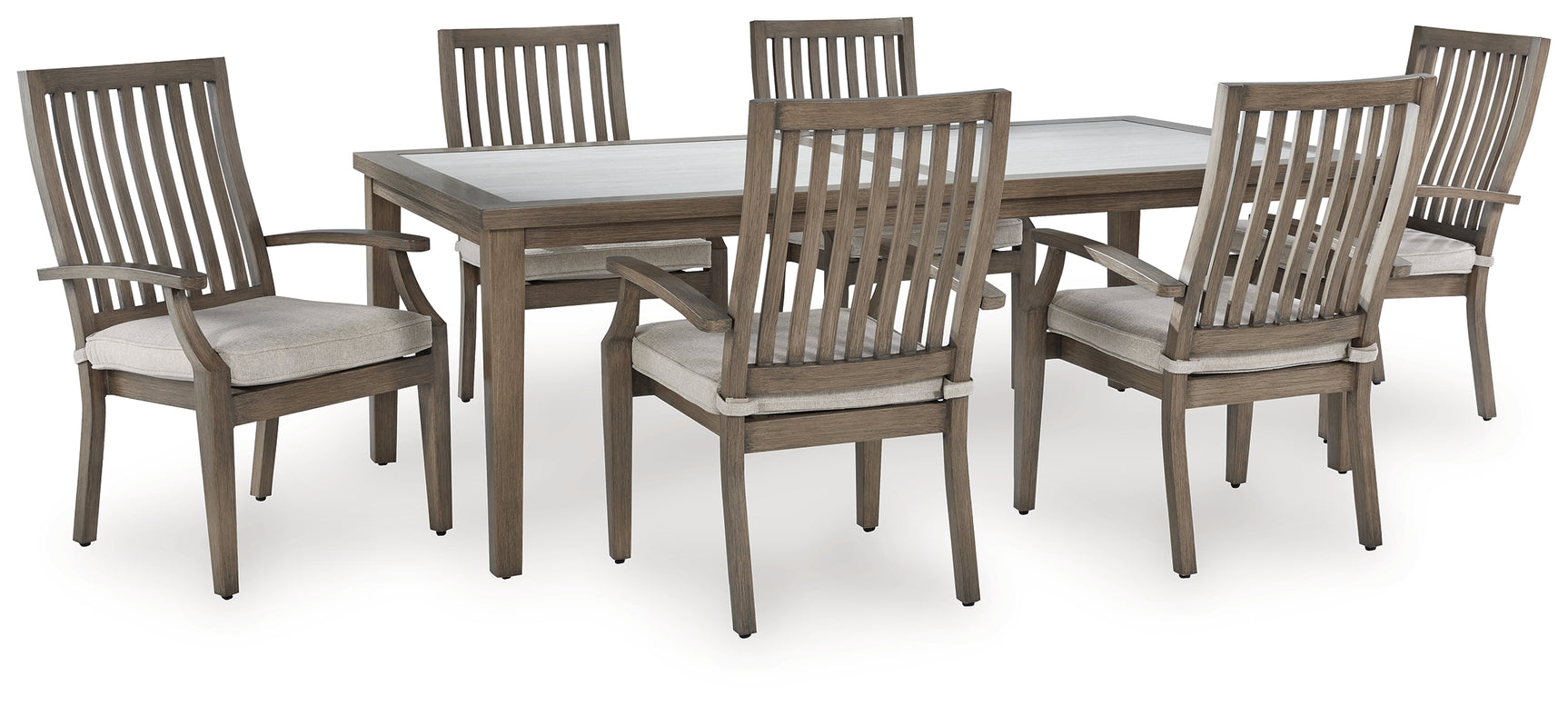Rainier Brown/Beige Ranch Outdoor Dining Table and 6 Chairs