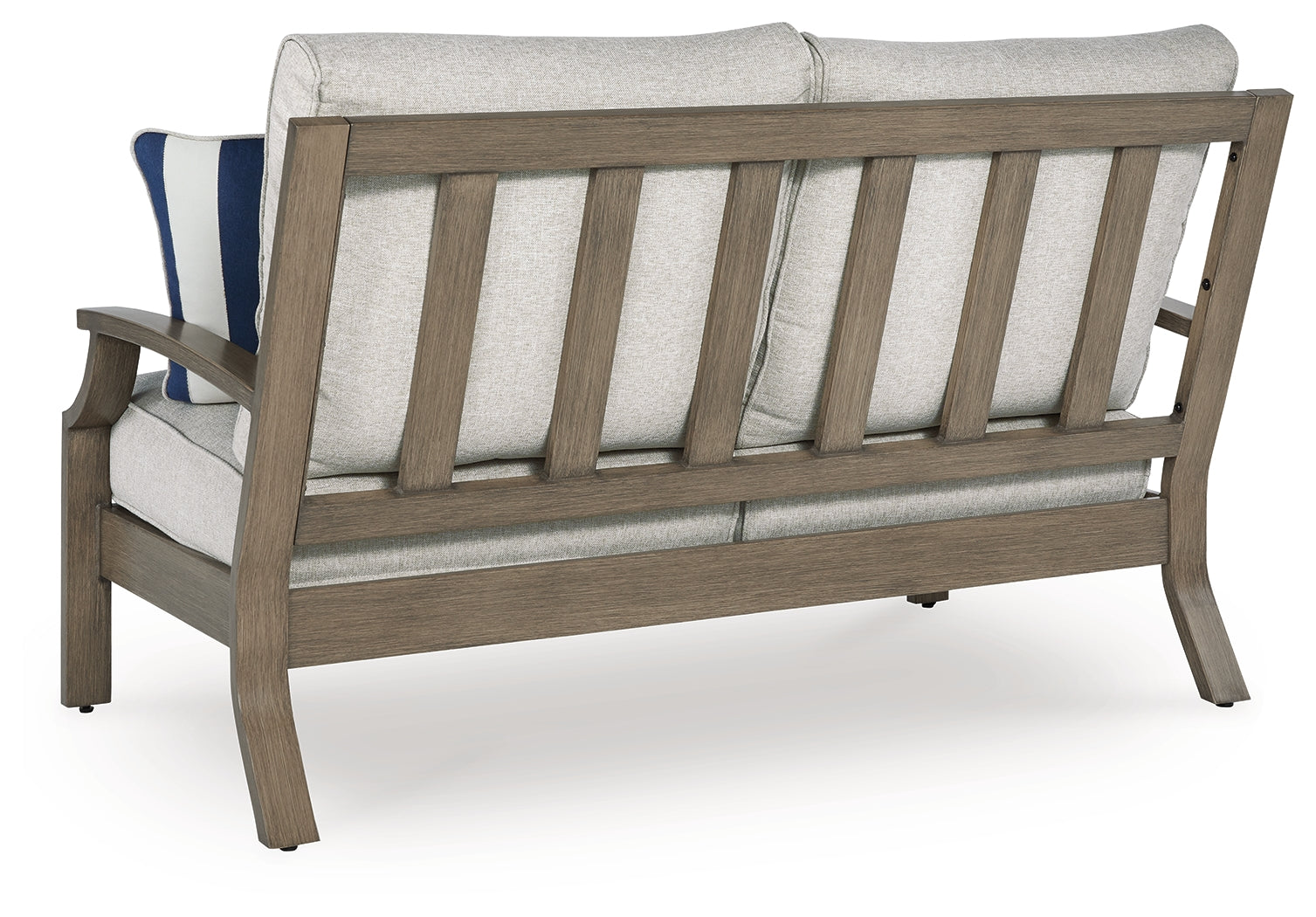 Rainier Ranch outdoor loveseat, two chairs, and coffee table set in brown and beige