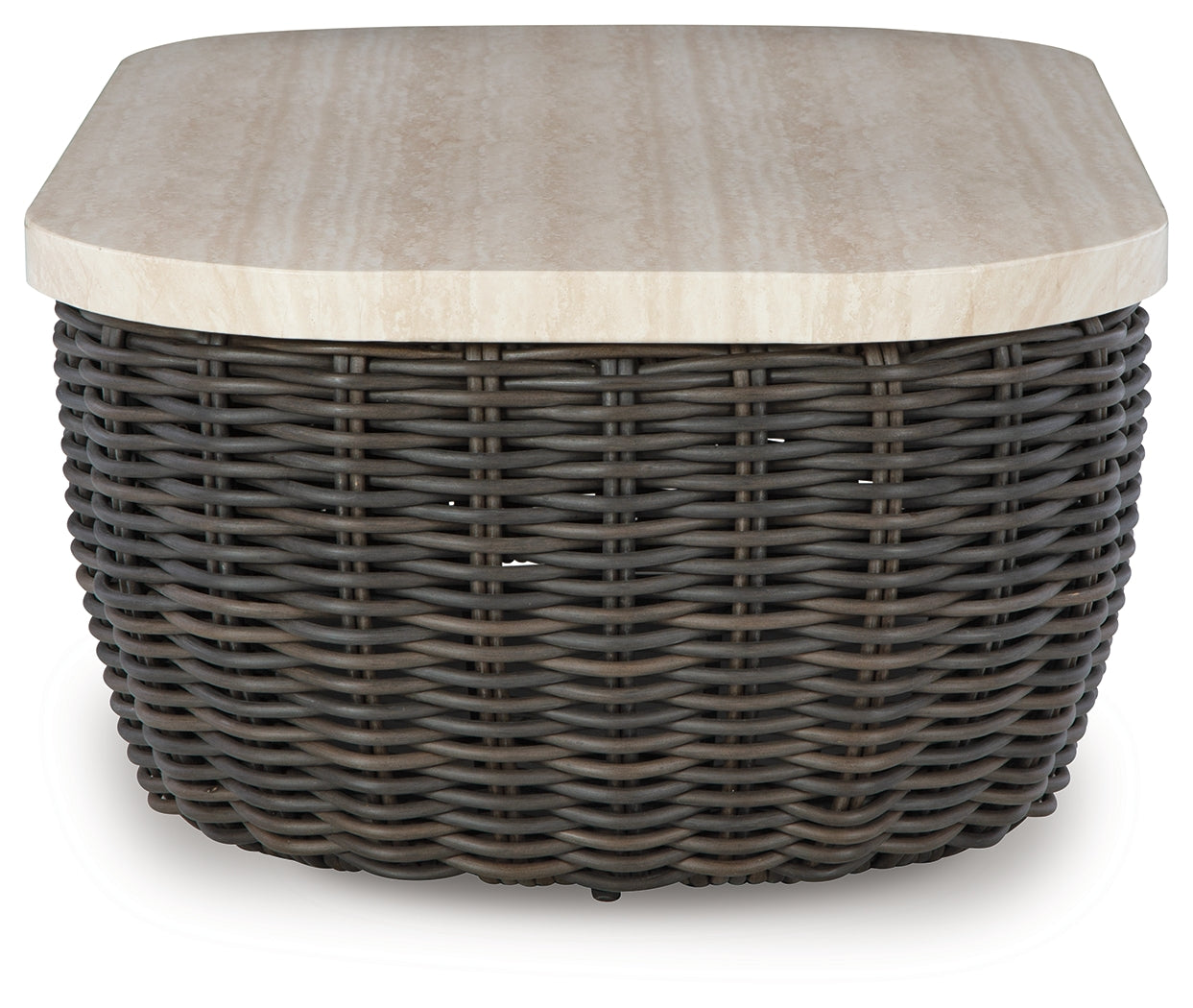 Top view of Kimora Outdoor Coffee Table showing marble-look surface