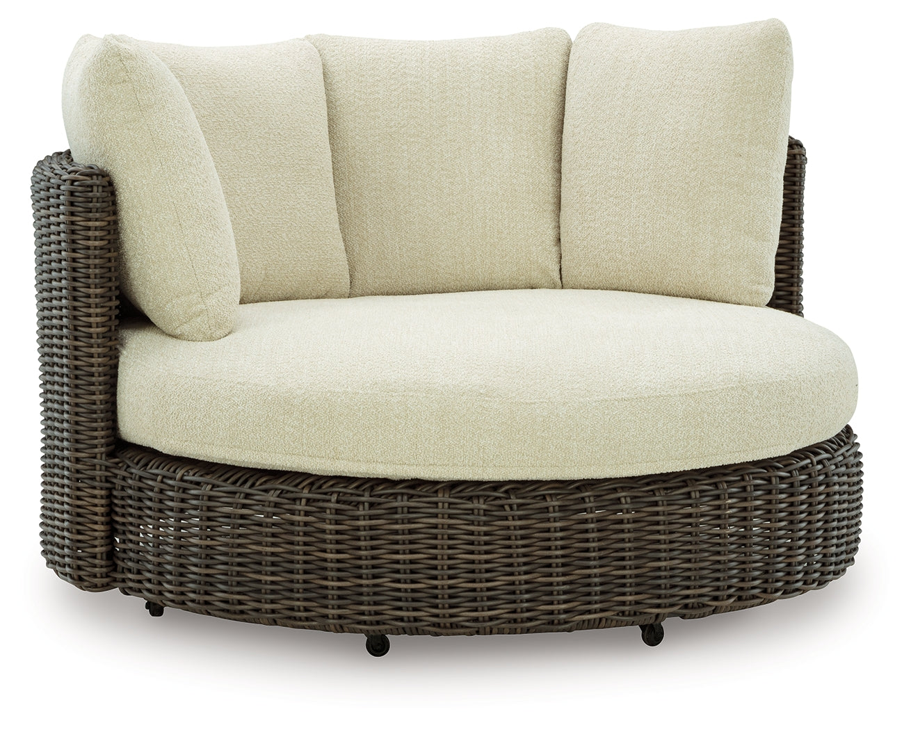 Kimora Beige/Dark Brown Nuvella® Outdoor Swivel Lounge Chair with Cushion