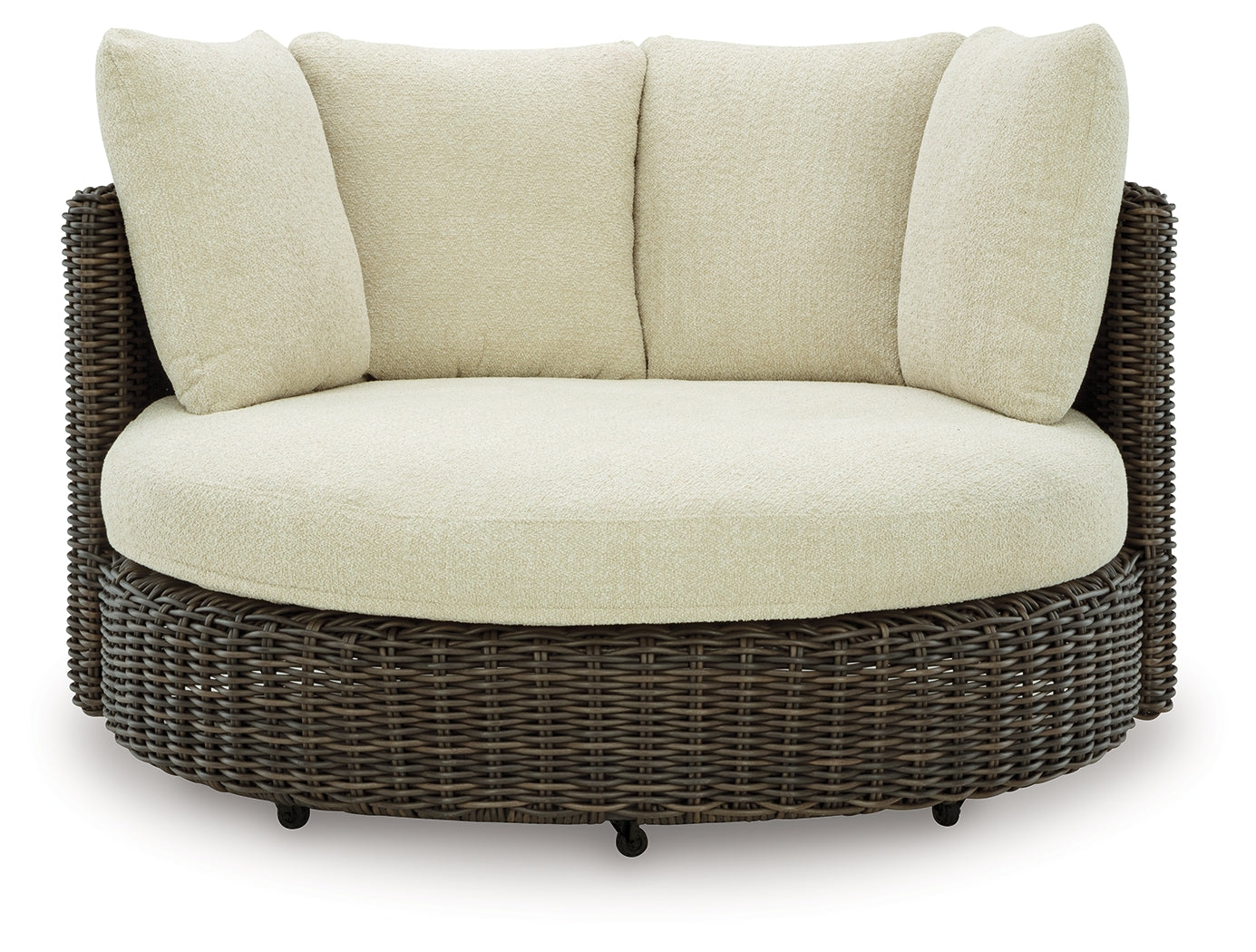 Kimora Beige/Dark Brown Nuvella® Outdoor Swivel Lounge Chair with Cushion