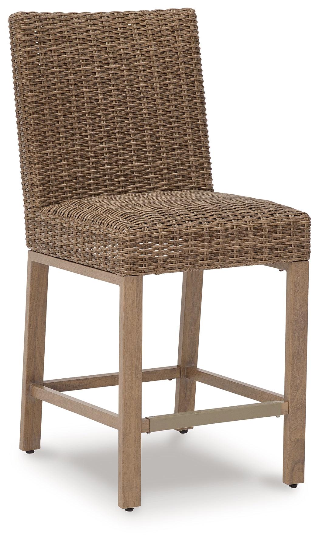 Close-up of woven resin wicker detail on Walton Bridge bar stool