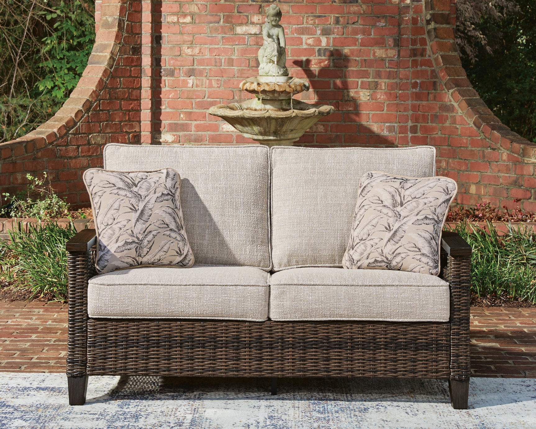 Close-up of outdoor sofa cushion fabric