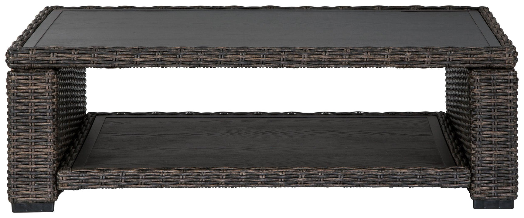 Grasson Lane Brown Coffee Table top view highlighting aluminum tabletop