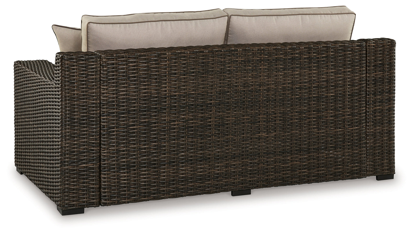 Coastline Bay outdoor loveseat brown resin wicker texture close-up