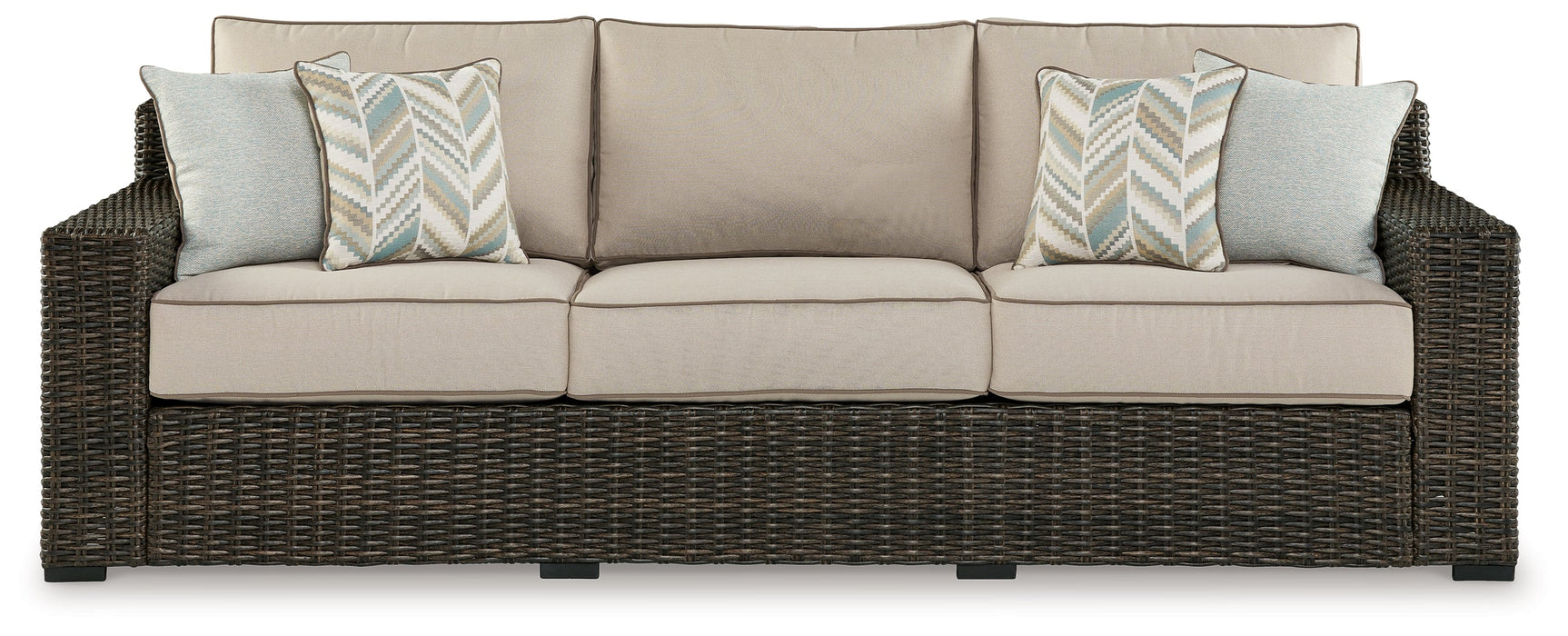 Coastline Bay brown outdoor sofa side view
