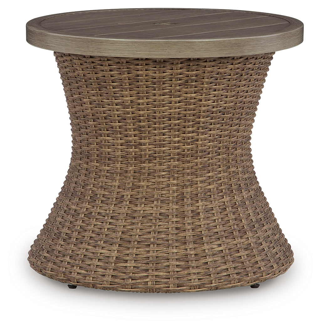 Laguna Heights Beige Outdoor End Table front angle view