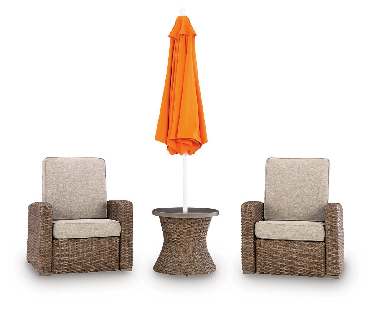 Recliner back detail showing beige Nuvella fabric