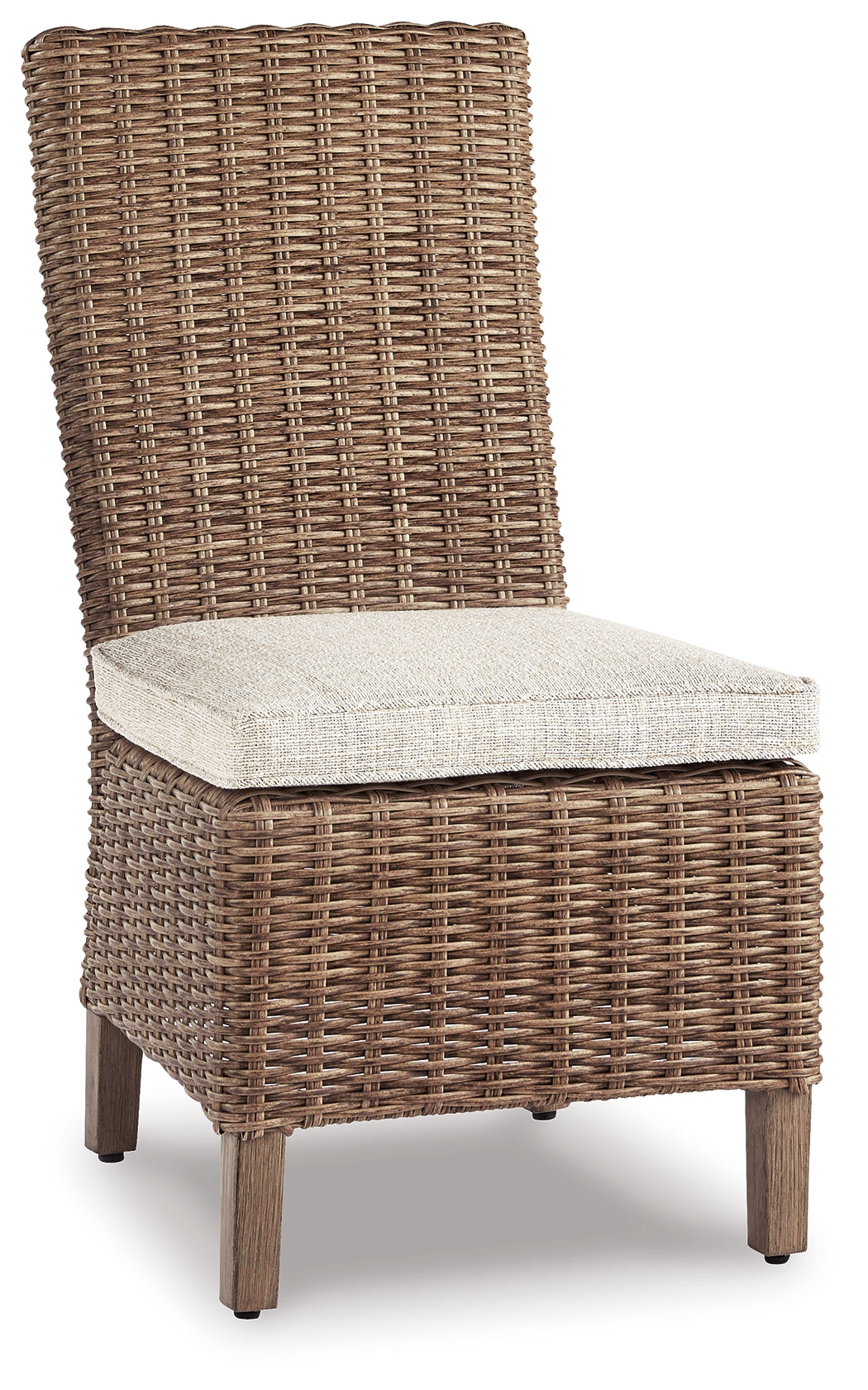 Beachcroft Beige Outdoor Dining Set with table, bench, and four chairs