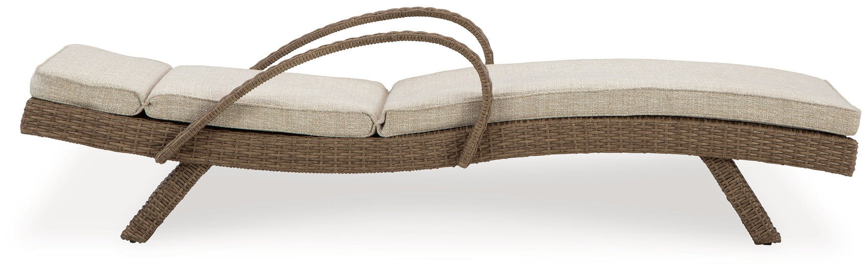 Beachcroft beige outdoor chaise lounge flat position