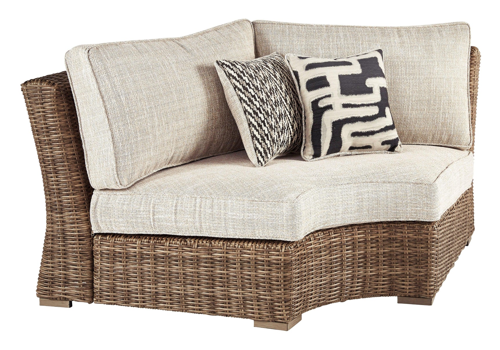 Right-arm loveseat with beige cushions