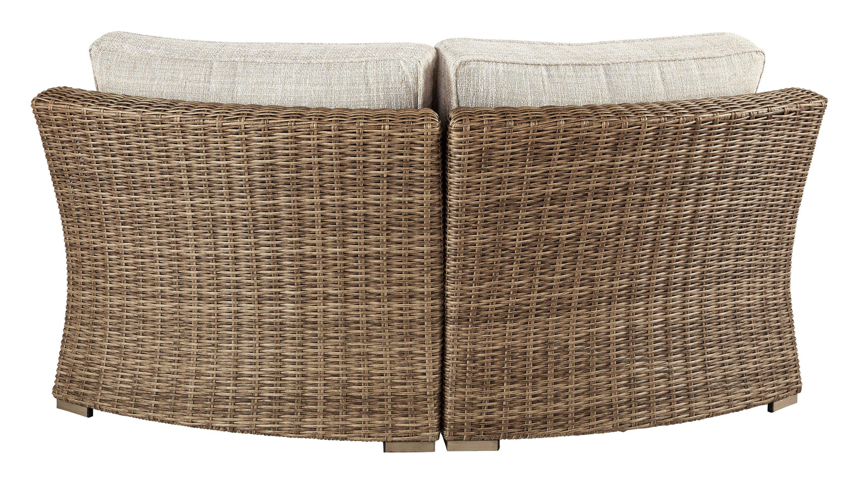 Back view of Beachcroft Beige Curved Corner Outdoor Lounge Chair with Cushion