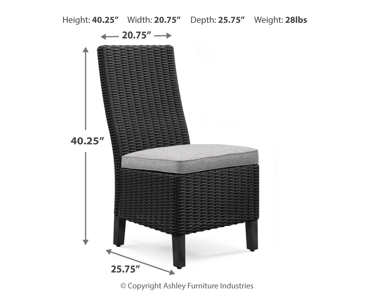 Dimensions chart for Beachcroft dining set