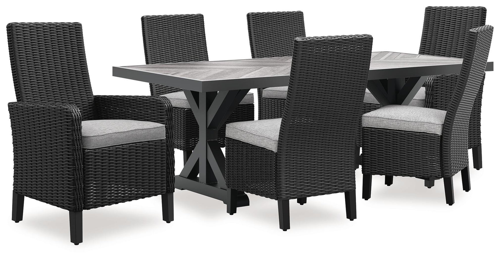 Chair with light gray removable cushion, side angle