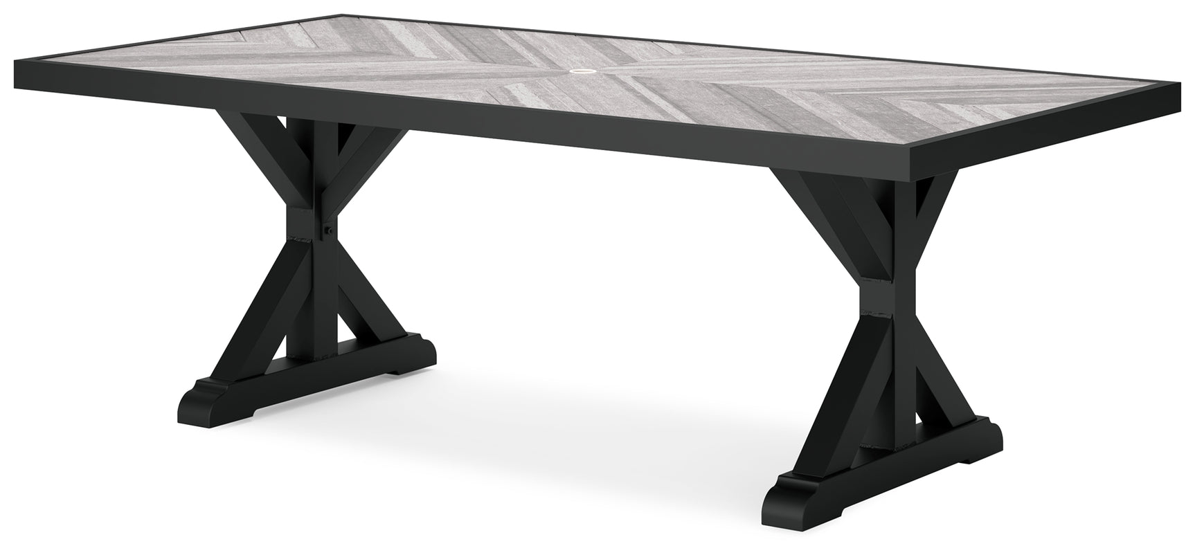 Beachcroft Black and Light Gray Outdoor Dining Table with 6 Chairs