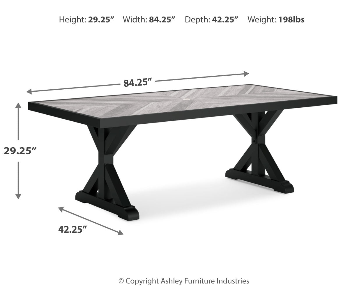 Beachcroft Black and Light Gray Outdoor Dining Table with 6 Chairs