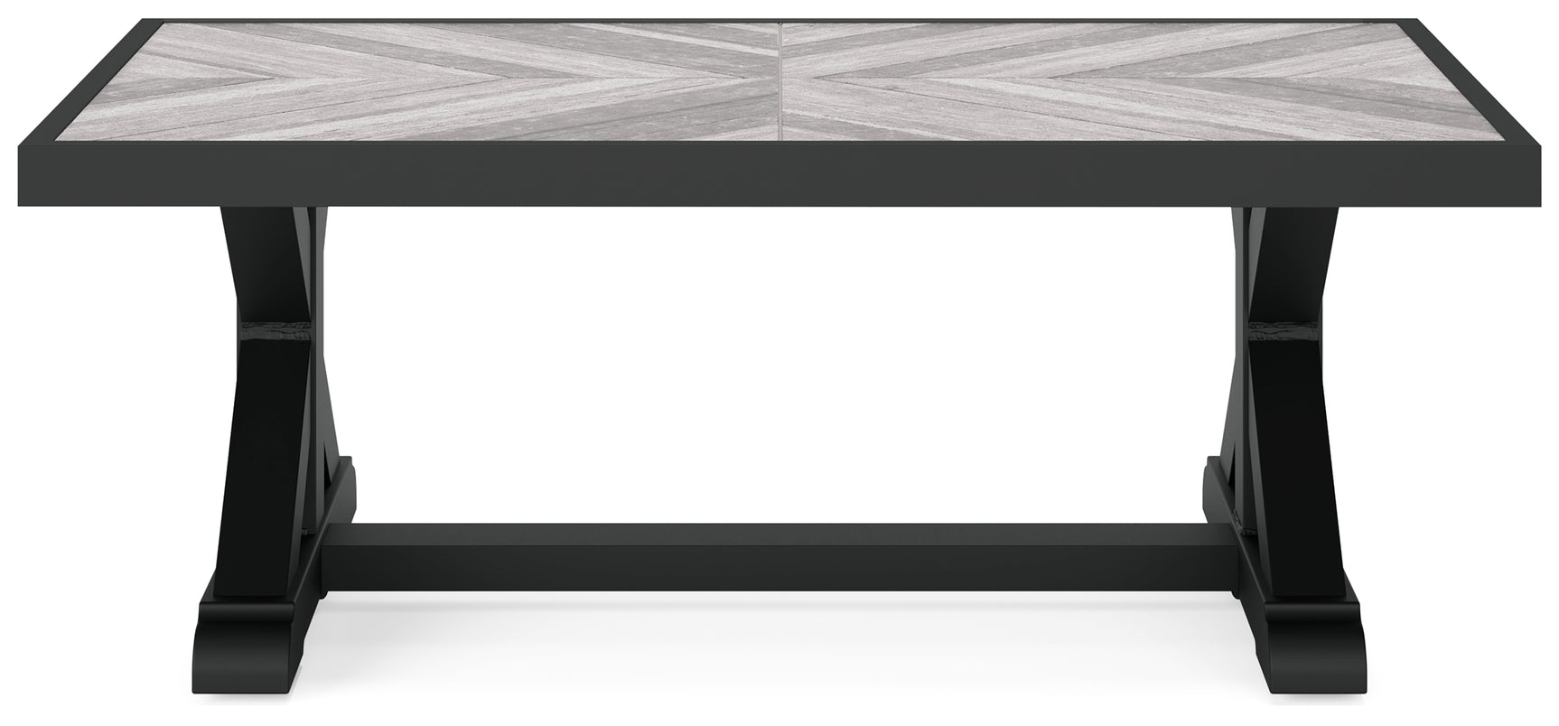 End table with black frame and glass surface, matching Beachcroft sofa set