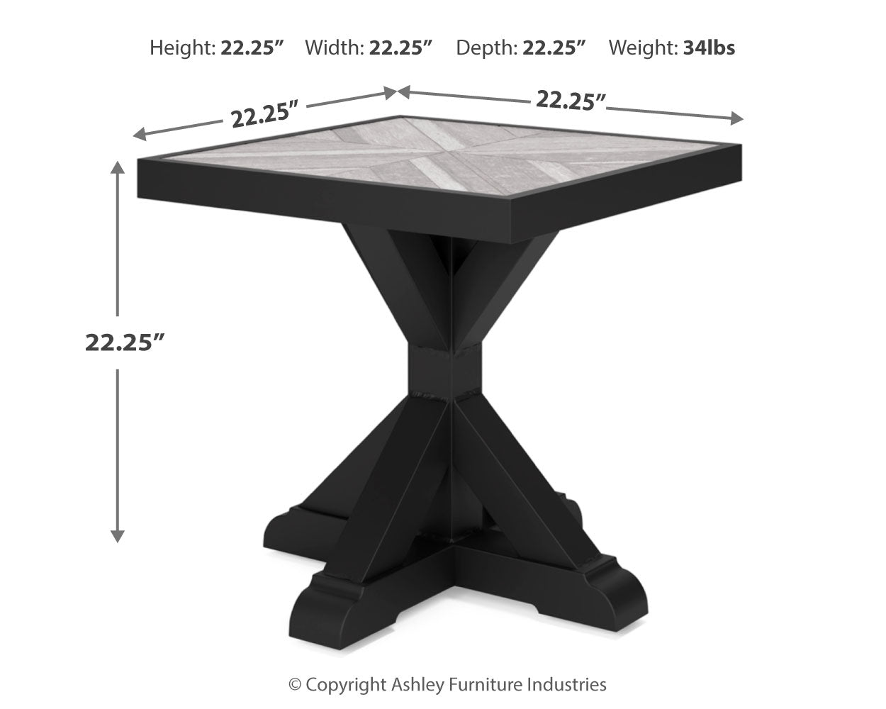 Beachcroft Black/Light Gray 2 Outdoor Chairs with End Table