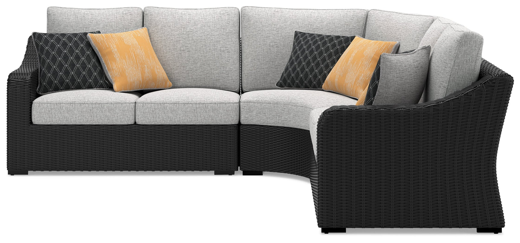 Beachcroft sectional side angle showing curved corner chair